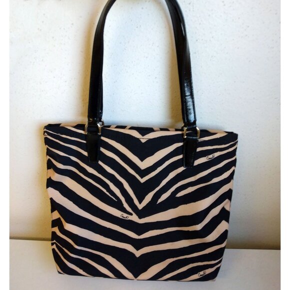 Coach Zebra Print Canvas Tote Purse K1380-F23283 Black and Tan - Picture 3 of 9